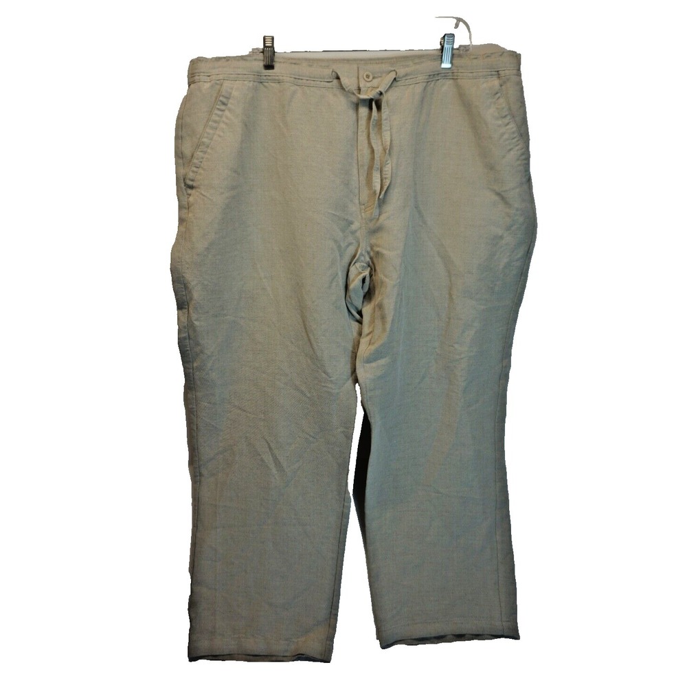 Cubavera Natural Tan Linen Blend Flat Front Drawstring Pants XXL x‎ 27 Vacation